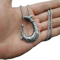 Viking Mermaid Collection 316 acier inoxydable Fine Fashion PVD or hameçon Viking pendentif collier avec chaîne à maillons