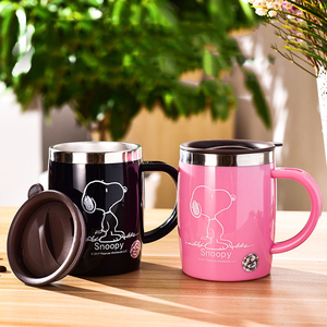 Mug à café Snoopys en acier inoxydable 304 avec couvercle en silicone, tasse à eau isolée anti-brûlure pour le bureau et la maison - Product Image 2