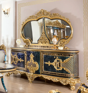 Armario de vino de 4 puertas estilo real, aparador de madera antiguo de lujo, puerta de vidrio, <span class=keywords><strong>muebles</strong></span> para el hogar - Product Image 4
