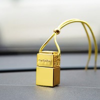 Nouveau style – Flacon diffuseur de parfum pour voiture, vide, carré, doré, 10 ml, à suspendre