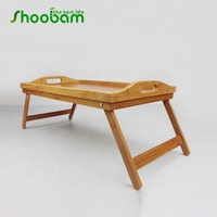 Table de petit-déjeuner pliable en bambou, bureau pour ordinateur portable, plateau de service