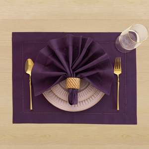 Cotton Linen Hemstitch <b>Placemats</b> with Drawn Thread Edge for Event Rental Companies and Wedding Receptions - Product Image 1