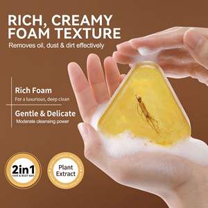 Jabón triangular para champú y lavado corporal, puede limpiar eficazmente el cuerpo, jabón de ginseng, jabón de hierbas, champú natural, jabón en barra para baño - Product Image 3