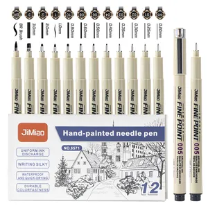 Neelde Soft Brush Fine Line Pen Black Sketch Markers Waterproof Drawing Pen for School Suppliers
