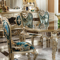 Ensemble de table et de chaises de salle à manger en bois massif turc antique, personnalisé et de luxe, mobilier durable et réglable, vente en gros