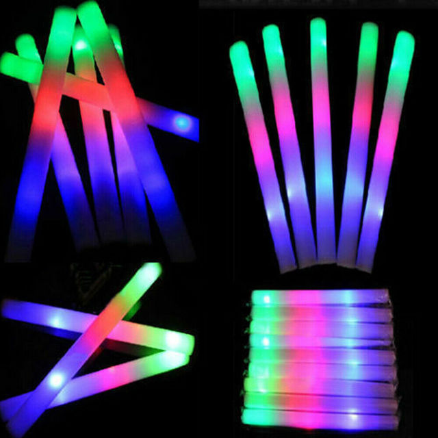 LED Foam Stick Bulk Glow Stick Baton Wands for Diwali Parties Weddings Raves Concerts Camping Sporting Events Ramadan Graduation