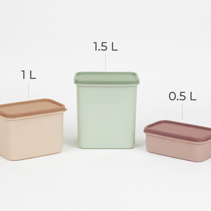 NDURO SS4602 Square Food Storage Containers Airtight Plastic Lids Freshness Preservation Stackable <b>Freezer</b> Safe Minimalist - Product Image 2