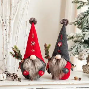 Toptan dekoratif noel gnomes-El yapımı kırmızı ve gri cüce bebek tatil cüceler süsler noel Elf dekorasyon 12 inç dolması doğum günü hediyeleri noel Gnome peluş