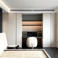 Système de dressing moderne de luxe en contreplaqué modulaire avec coiffeuse pour chambre à coucher, armoire coulissante et porte d'entrée d'appartement