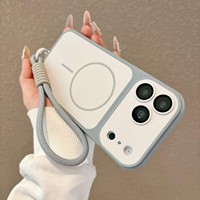Coque de téléphone magnétique avec sangle de chargement sans fil pour iPhone 18 Pro Max, 17 Air, 16, 15, 14 Plus, 13, 12, 11