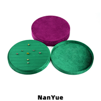 Plateau rond en velours haute capacité pour bagues, avec logo personnalisé, pour vitrine de magasin, organisateur de bijoux de luxe, plateau de rangement pour boucles d'oreilles et bijoux, vente en gros
