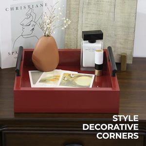 In stock solid wood retro <b>tray</b>, rectangular wooden <b>tray</b> for home use, living room sundry storage <b>tray</b>, fruit and snack plate. - Product Image 5