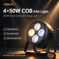 Lampu PAR COB 4*50W 200W LED Stage Par Can DMX512 Aktif Suara Putih Hangat Dingin Untuk Pesta Bar Pernikahan