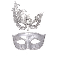 Masque Vénitien en Métal et Plastique avec Strass, Ensemble de Masques Noirs pour les Yeux, Réutilisable et Respirant pour Soirées, Halloween, Carnaval