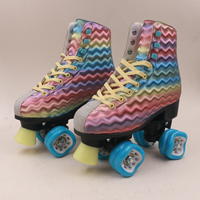 Patins à roulettes quad à dégradé vibrant, patins montants à embout scintillant avec roues en PVC bleues pour fêtes et loisirs