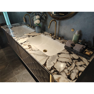 Luxurious Modern <b>Bathroom</b> <b>Vanity</b> Unit with Solid Wood & Plywood Countertop MDF Lacquer Finish Wall-Mounted Basin Mirror Included - Product Image 4