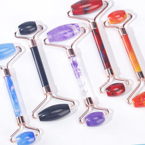 Grosir 2 in 1 Set rol giok wajah kuarsa merah muda mawar Resin Anti Penuaan dan kotak Gua Sha - Product Image 6