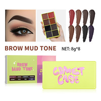 Palette de maquillage minérale tout-en-un 8 couleurs haute pigmentation longue tenue pour le visage : blush, illuminateur et sourcils, avec finition scintillante et mate