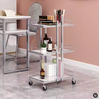 Chariot de rangement commercial SW Casual Beauty moderne en acier inoxydable à 4 roues, écologique, rotation à 360 degrés, pour salon