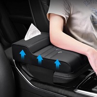Boîte d'accoudoir avant de luxe CR avec coussin en cuir, boîte de rangement, boîte à mouchoirs et poignée, ensemble universel pour l'intérieur de la voiture