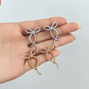 Dylam Bow-knot Stud <b>Earrings</b> Plated Sterling Silver Full 5A Cubic Zirconia Women Fine Fashion <b>Cute</b> Jewelry <b>Earrings</b> for Daily - Product Image 2