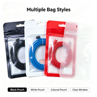 Sacs refermables OEM personnalisés avec fermeture éclair 3 côtés et fenêtre transparente pour logo, pour câbles de téléphone, écouteurs, accessoires de gadgets, vente au détail