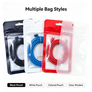 Bolsa con Cierre Hermético de 3 Lados, Personalizable con Logotipo y Ventana Transparente, para Cables de Teléfono, Auriculares, Accesorios de Gadgets, Venta al por Menor - Product Image 2