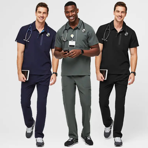 Conjuntos de Uniformes Médicos Profesionales de Spandex con Cuello Solapa y Botones, Elegantes y de Talla Grande, para Veterinarios, Spa y Enfermeras - Product Image 1