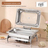 Réchaud de buffet rectangulaire en acier inoxydable avec couvercle en verre 9L, chauffage à l'alcool, pour usage commercial, restauration et hôtellerie, chauffe-plats