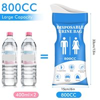 Sac à urine jetable portable pour voyage, matériau HDPE anti-fuite avec fermeture éclair, modèle haut de gamme