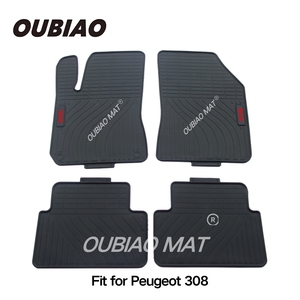 OUBIAO Tapis de voiture sur mesure en PVC de 10 mm d'épaisseur, 4 pièces, imperméables, toutes saisons, pour <span class=keywords><strong>Peugeot</strong></span> <span class=keywords><strong>308</strong></span> 2016- <span class=keywords><strong>Noir</strong></span> Beige Gris - Product Image 2