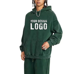 Custom Logo Heavyweight Drop Shoulder Oversized <b>Men's</b> <b>Hoodies</b> High Street Vintage Washed Plus <b>Fleece</b> Loose <b>Mens</b> <b>Hoodies</b> - Product Image 4