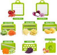Hachoir à légumes multifonctionnel 14-en-1 professionnel pour carottes, ail et oignon – Coupe-légumes et trancheuse de cuisine