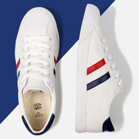 Vente en gros de chaussures en toile décontractées et classiques en caoutchouc de haute qualité avec logo à lacets pour hommes blancs