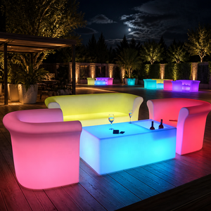 Modern <strong>Outdoor</strong> LED <strong>Bar</strong> Furniture <strong>Set</strong> Waterproof PE Plastic Luminous Sofa and Table Glow in the Dark Chair for Nightclub Event - Product Image 1