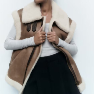 Automne hiver chaud Vintage sans manches nouveauté mode dame femmes vestes Patchwork fourrure <span class=keywords><strong>gilet</strong></span> décontracté femmes manteaux - Product Image 1