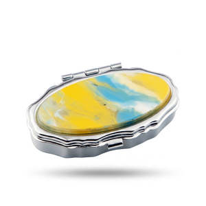 Pastillero Redondo Clásico, Organizador de Pastillas con Marco de Plástico, 2 Compartimentos, Estuche de Medicamentos de Viaje, Tamaño de Bolsillo, Plateado y Dorado - Product Image 3