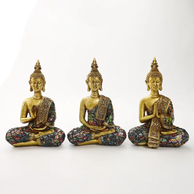 Zen Garden Buddha Statue Thailand Buddha Skulptur Grünes Harz Handgemachter Buddhismus Hindu Fengshui Figur Meditation Home Decor