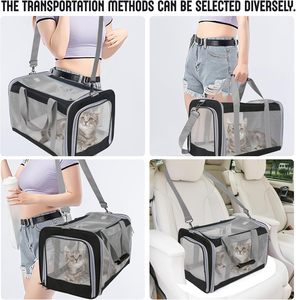 Sac de transport pour animaux de compagnie personnalisé à quatre côtés avec fenêtre en maille PC et poche latérale pour tablette, respirant et portable - Product Image 5