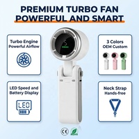Ventilateur portable turbo avec écran LED 3 couleurs, sangle de cou, USB-C, logo personnalisé OEM, vente en gros, usine vérifiée Hechintec