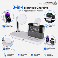 Chargeur sans fil magnétique 3-en-1 pour iPhone, pour Watch, avec affichage de l'heure, support de charge rapide 25W, lieu d'origine