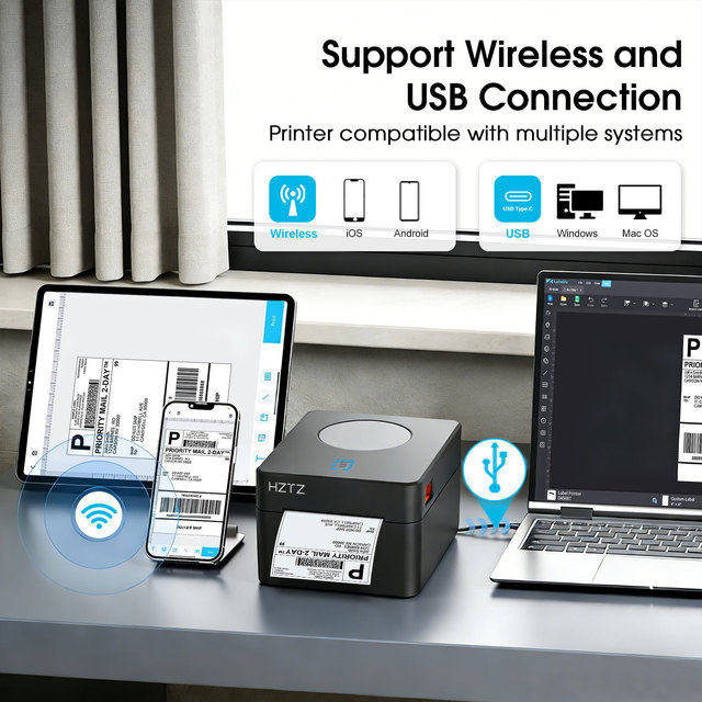Manufacturer USB Desktop Barcode Thermal Label Printer 4 Inch 4x6 Shipping Label Printer in Stock 1-Year Warranty