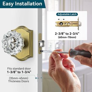 Poignée de porte en verre Calzibeno, laiton antique, cristal, design vintage, poignée de porte intérieure, installation facile - Product Image 6