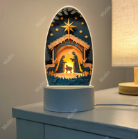 Lampe de nuit LED en acrylique Jésus, lampe de table décorative religieuse chrétienne, alimentée par USB, lumière décorative spirituelle pour la maison