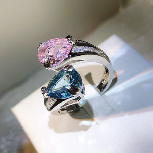 <span class=keywords><strong>Bijoux</strong></span> bohèmes pour femmes, bague vintage et exagéré, géométrique, rose vif, avec Zircon, redimensionnable, <span class=keywords><strong>bijoux</strong></span> de fête, KYRA01623 - Product Image 2