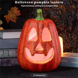 Novedades de Halloween: Linterna de calabaza hueca y colorida, estilo vintage americano, de plástico, con LED luminoso, para jardín. - Product Image 2