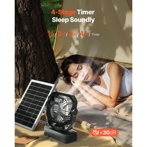 10400mAh Panel solar LED Linterna 7W 8 pulgadas Ventilador de camping con ventilador solar - Product Image 4