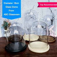 Cloche en verre avec base en bois pour l'affichage de roses préservées, grande cloche en verre pour objets de collection