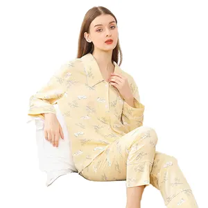 NANTEX – ensemble de pyjama Long en coton biologique pour femme, vêtements de nuit en coton, vente en gros