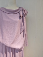 Meilleures ventes : Ensemble jupe mi-mollet et haut sans manches en mousseline violette 2 pièces pour femme, col rond, avec nœud, élégant, respirant, vêtements de créateur pour l'été